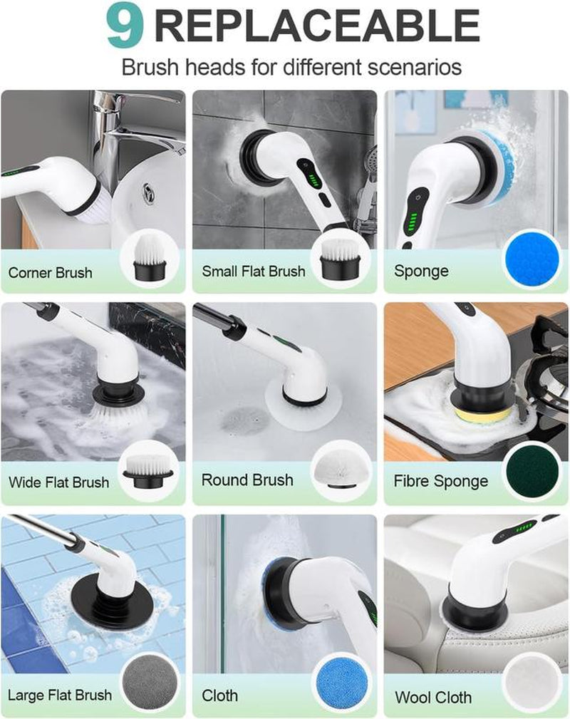 QUEP Cordless Electric Spin Scrubber - Powerful Bathroom Cleaning Brush for Tiles and Tubs