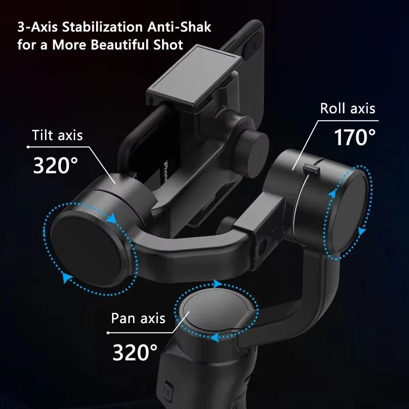 F8 Handheld 3-Axis Gimbal Stabilizer for Smooth Video Recording - Compatible with Xiaomi, iPhone, and All Smartphones