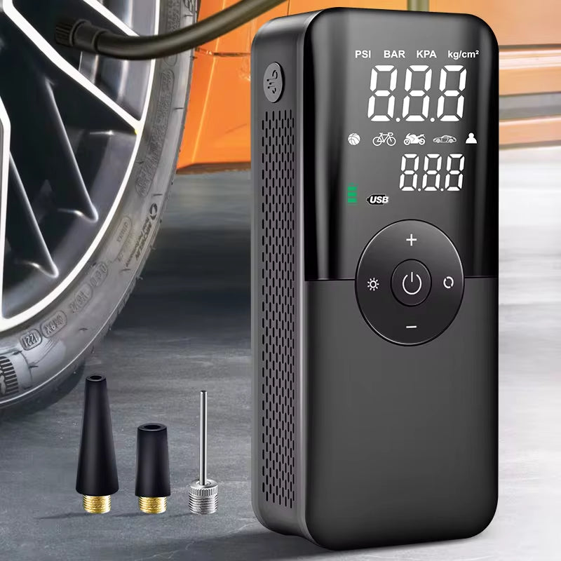 Portable Rechargeable Air Pump - Digital Cordless Tire Inflator for Cars, Motorcycles, Bicycles & Balls