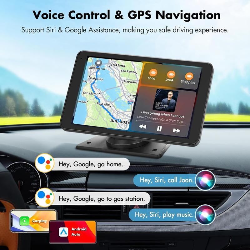 WHATOOK Wireless Carplay Car Stereo - Portable Screen with Apple Carplay, Android Auto, Air Play & Mirror Link