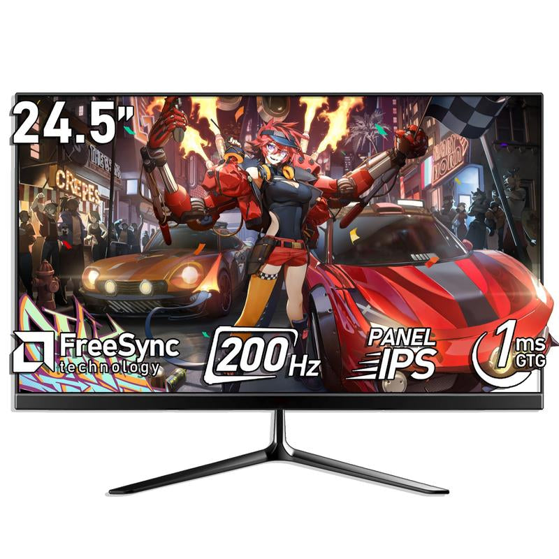 Turbocharge Your Gaming: 24.5" 200Hz FHD Gaming Monitor - Frameless, 100% sRGB, VA Panel, Eye Care, and Wall Mount Ready!