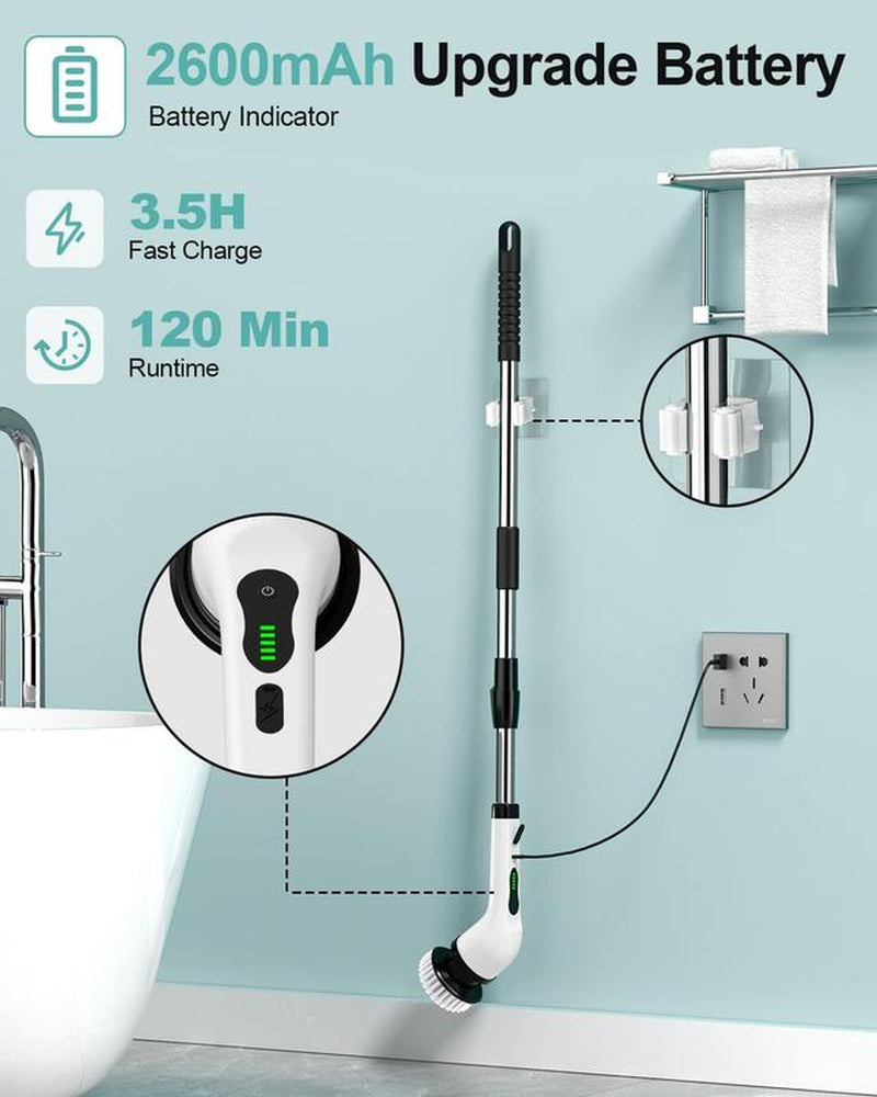 QUEP Cordless Electric Spin Scrubber - Powerful Bathroom Cleaning Brush for Tiles and Tubs