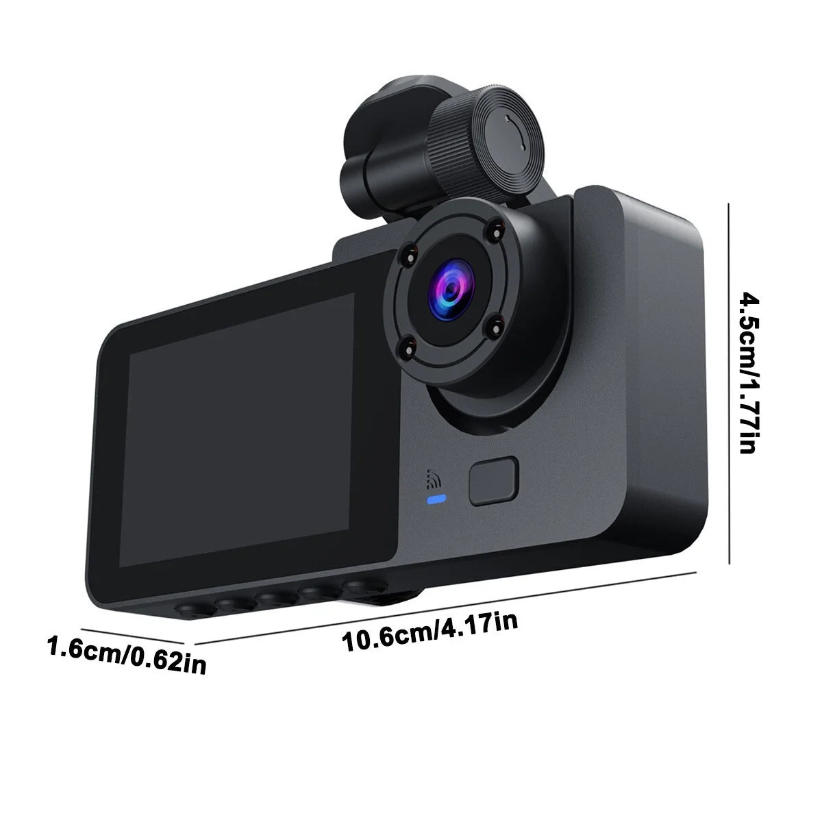 Ultimate 3-Channel Dash Cam for Car - 1080P Front & Rear, Super Night Vision, Parking Monitor, Loop Recording & 32GB SD Card Included