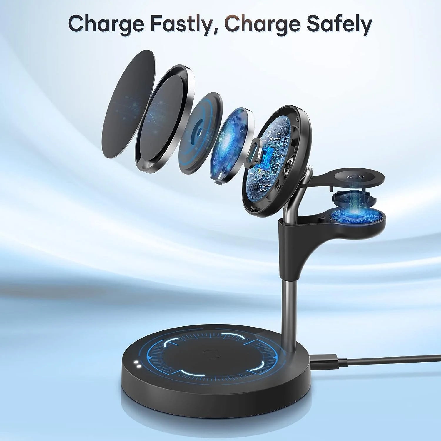 Ultimate 3-in-1 Wireless Fast Charger Station for iPhone 14/13/12 Pro, Apple Watch & AirPods - Sleek Black Design