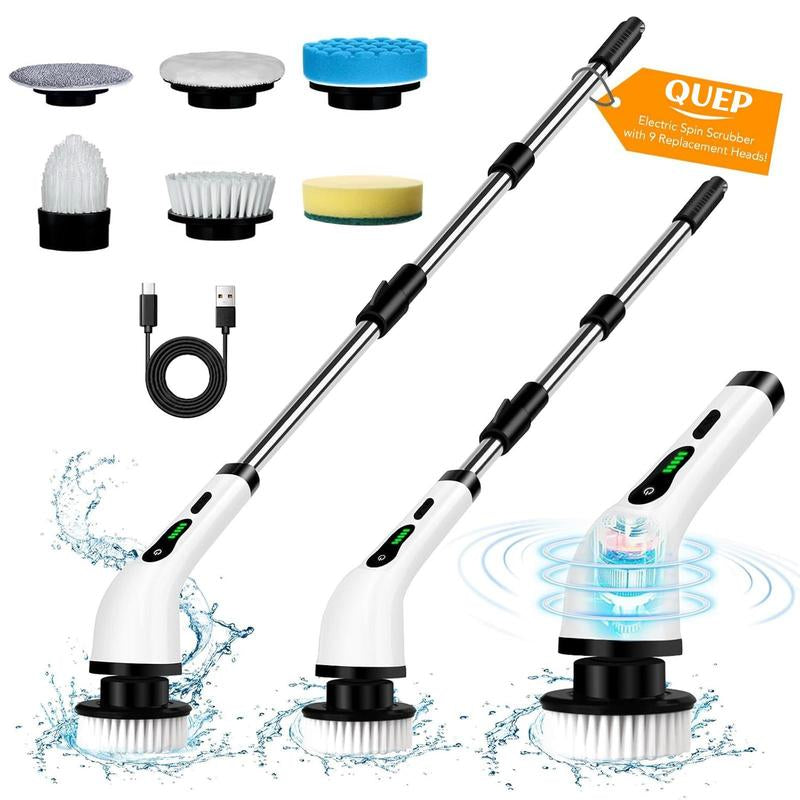 QUEP Cordless Electric Spin Scrubber - Powerful Bathroom Cleaning Brush for Tiles and Tubs