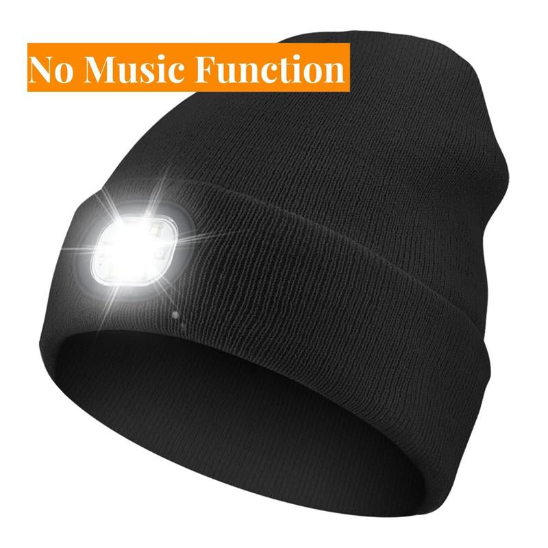 Bluetooth Beanie with LED Flashlight & Cordless Headphones - Perfect Christmas & Birthday Gift for Men, Teens, and Sports Enthusiasts!