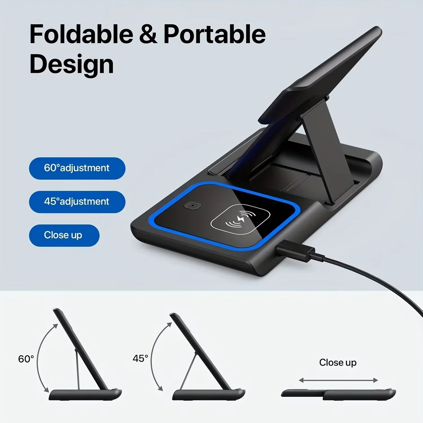 VIKEFON 3-in-1 Wireless Charger Dock Station for iPhone 15/14/13/12 Pro Max, Apple Watch & AirPods - Fast Induction Charging!