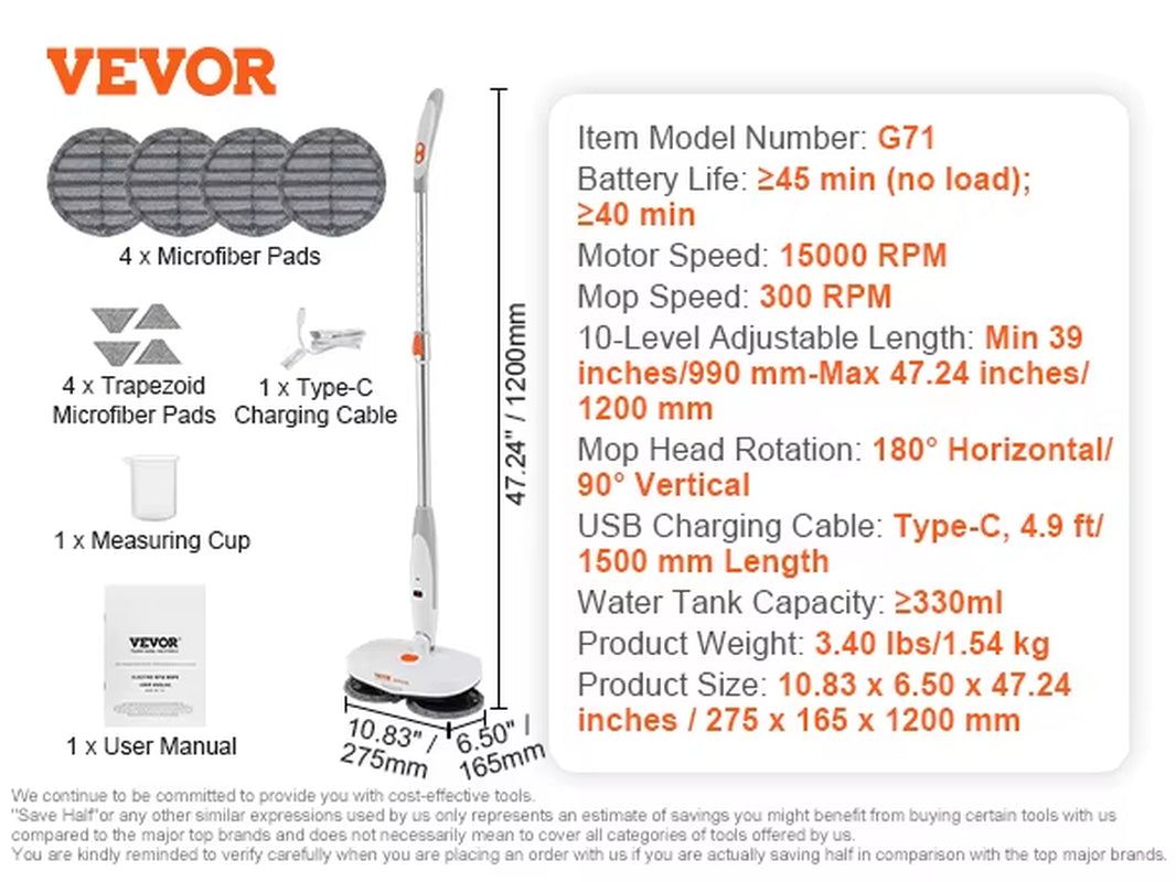 SpinClean Pro: Cordless Electric Mop for Hardwood & Tile