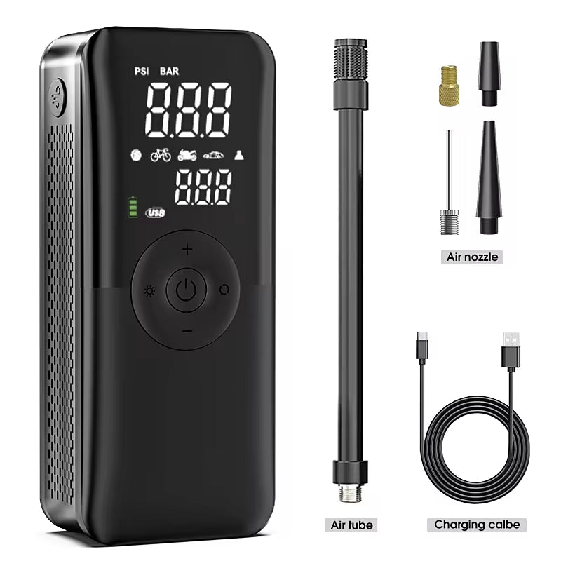 Portable Rechargeable Air Pump - Digital Cordless Tire Inflator for Cars, Motorcycles, Bicycles & Balls