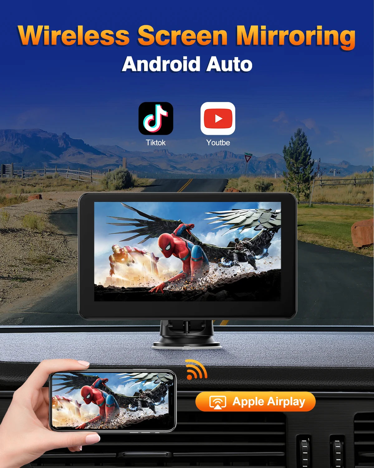 Upgrade Your Drive: 7-Inch Wireless Apple CarPlay & Android Auto Car Stereo with 1080P HD Touchscreen, Bluetooth, GPS Navigation, and FM Radio