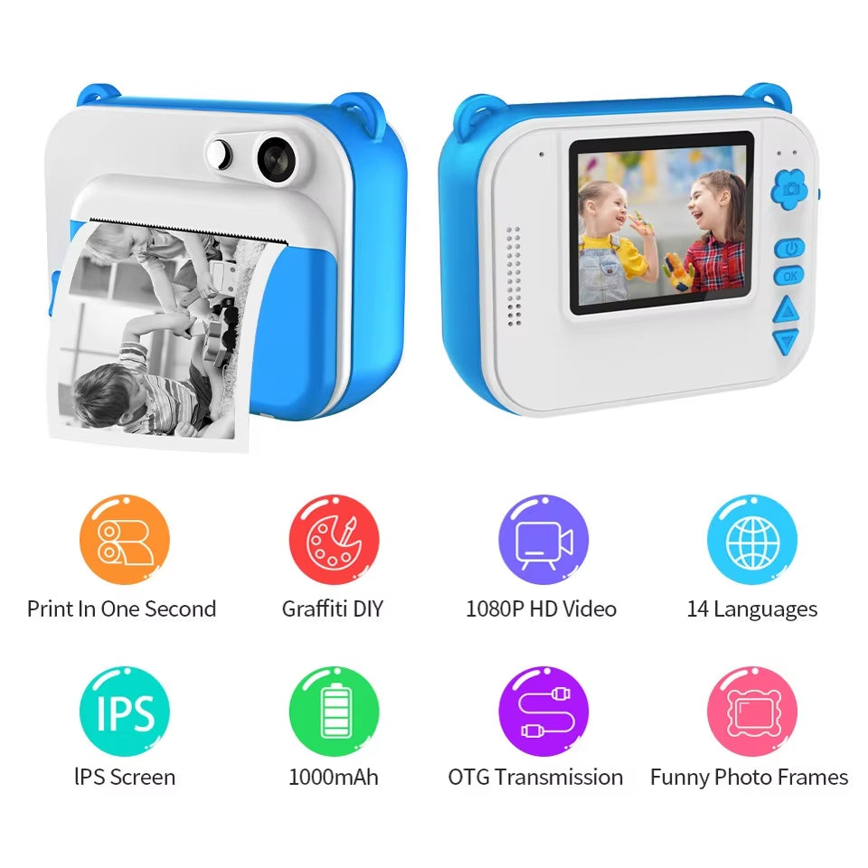 Kids Instant Print Camera - 1080P HD Video & Photo Camera for Fun Memories!