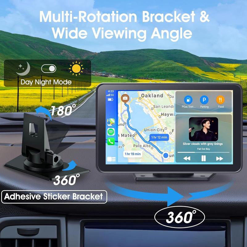 WHATOOK Wireless Carplay Car Stereo - Portable Screen with Apple Carplay, Android Auto, Air Play & Mirror Link