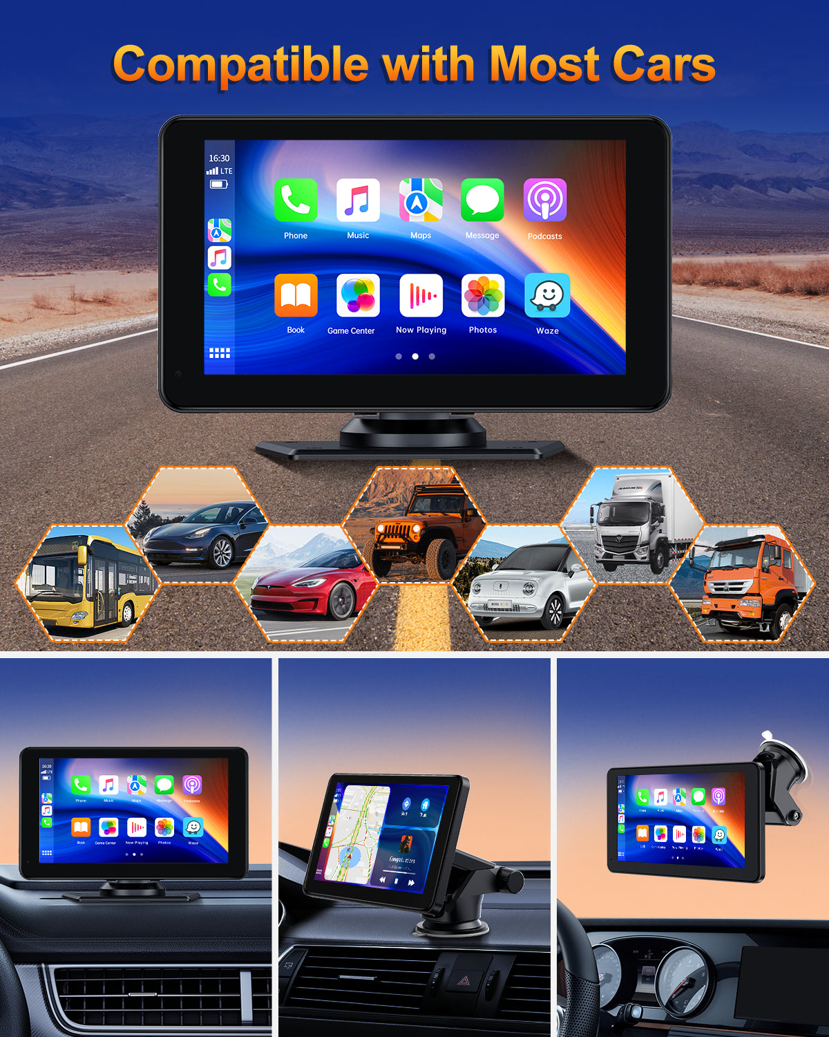 Upgrade Your Drive: 7-Inch Wireless Apple CarPlay & Android Auto Car Stereo with 1080P HD Touchscreen, Bluetooth, GPS Navigation, and FM Radio