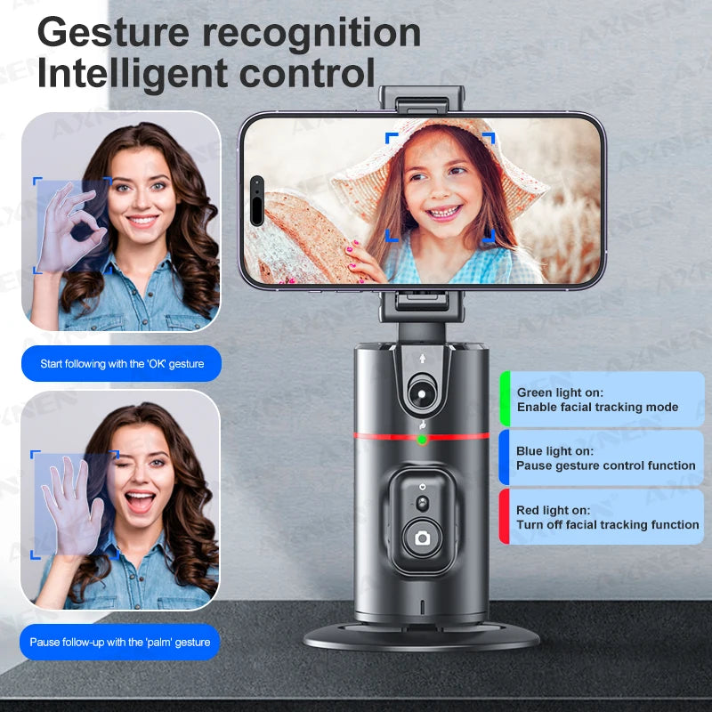 P02 360° Rotating Gimbal Stabilizer with Face Tracking and Remote Shutter for TikTok Live Selfies