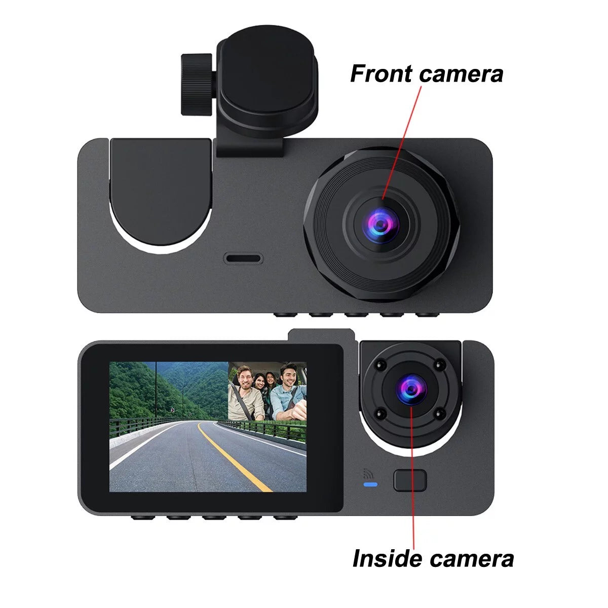 Ultimate 3-Channel Dash Cam for Car - 1080P Front & Rear, Super Night Vision, Parking Monitor, Loop Recording & 32GB SD Card Included