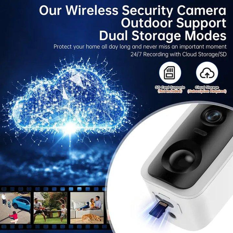 Revolutionary Solar Security Camera - Wireless Outdoor Surveillance with Color Night Vision, Rechargeable Battery, and Cloud Storage!