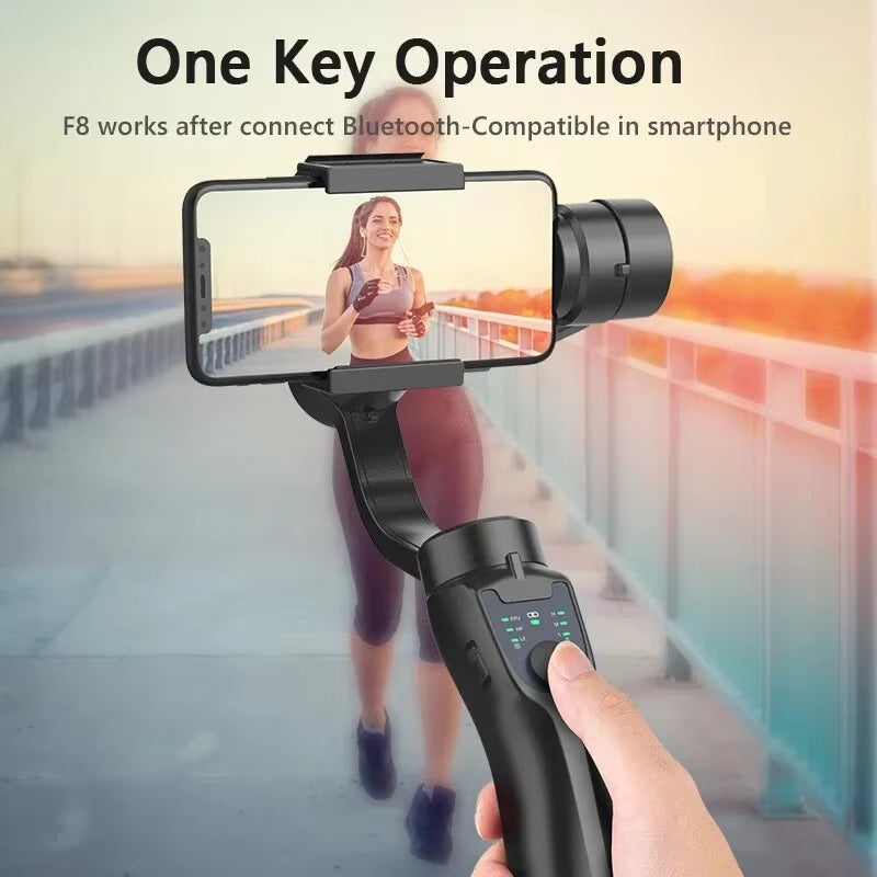 F8 Handheld 3-Axis Gimbal Stabilizer for Smooth Video Recording - Compatible with Xiaomi, iPhone, and All Smartphones