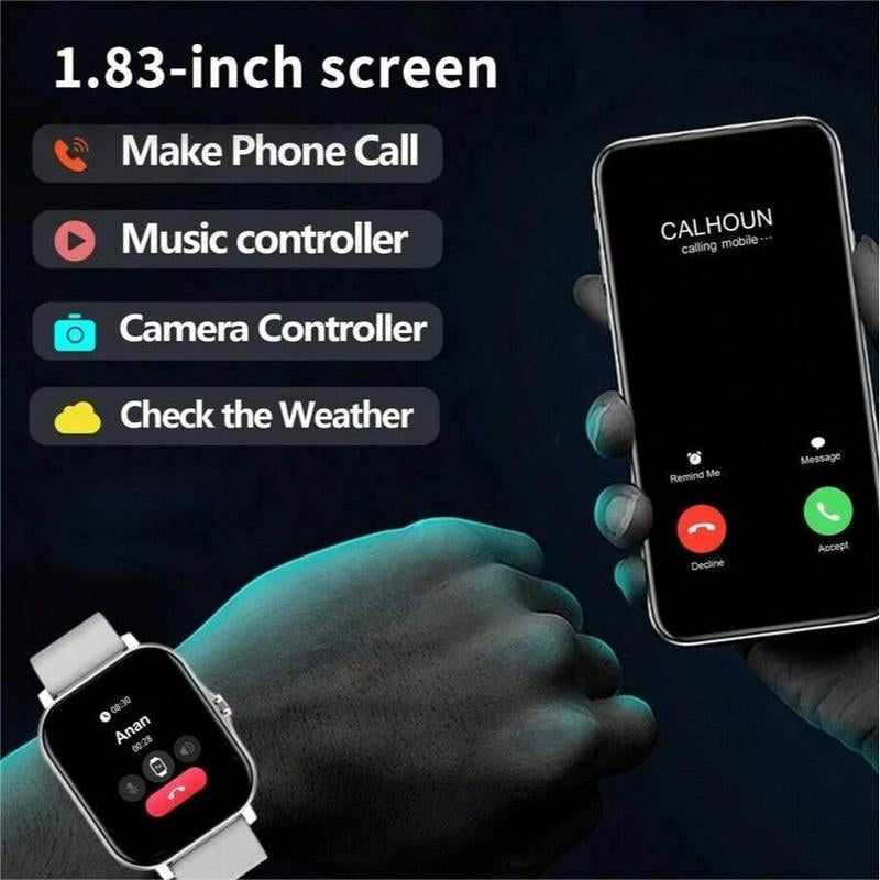 SIMSONLAB 1.83" HD Smartwatch - Stylish Fitness Tracker with BT Calling & Weather Updates - Perfect Valentine's Day Gift for Android & iOS Users