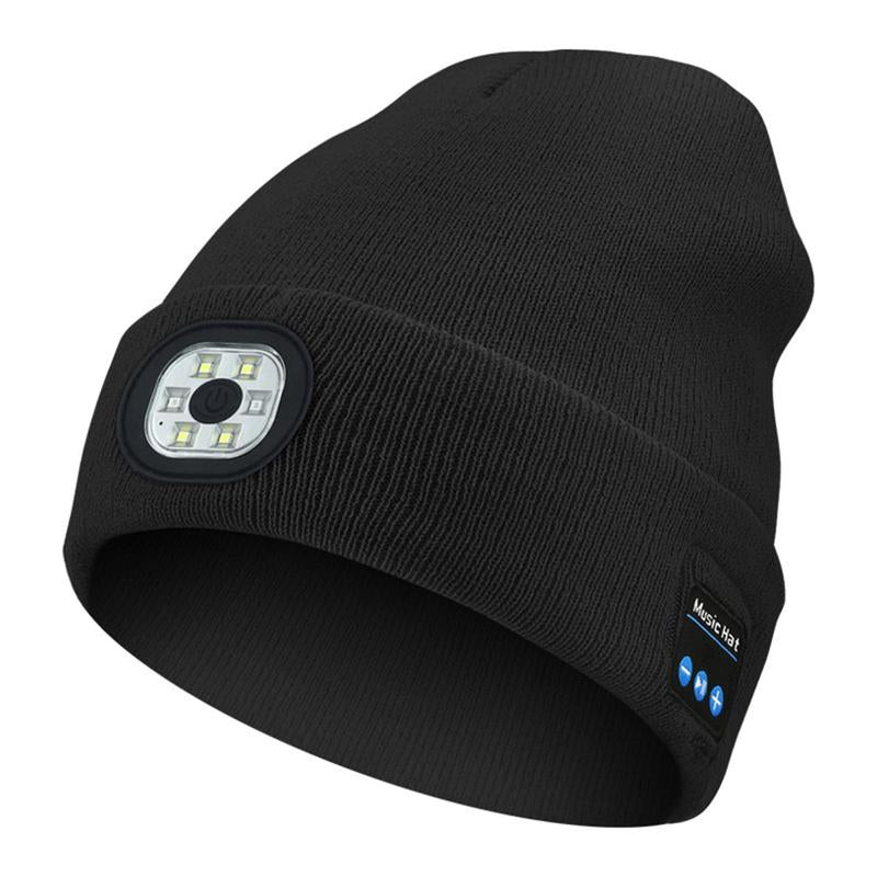 Bluetooth Beanie with LED Flashlight & Cordless Headphones - Perfect Christmas & Birthday Gift for Men, Teens, and Sports Enthusiasts!