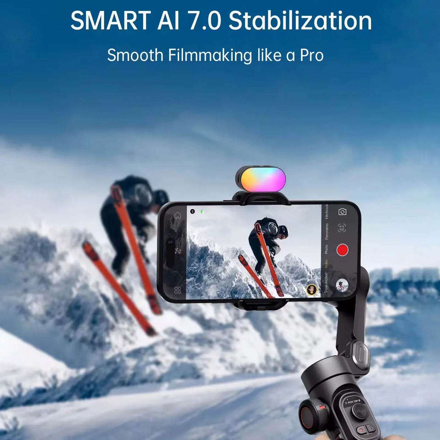 Smart XE Kit 3-Axis Gimbal Stabilizer with Magnetic Fill Light for Smooth Smartphone Video Recording