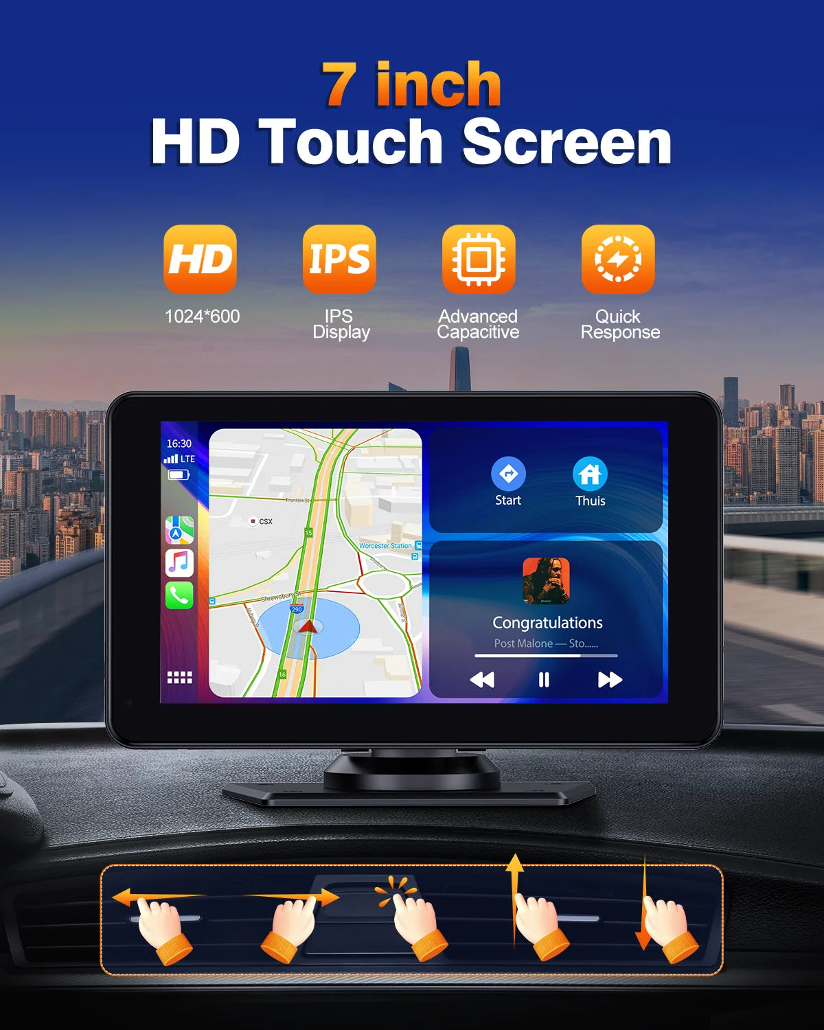 Upgrade Your Drive: 7-Inch Wireless Apple CarPlay & Android Auto Car Stereo with 1080P HD Touchscreen, Bluetooth, GPS Navigation, and FM Radio