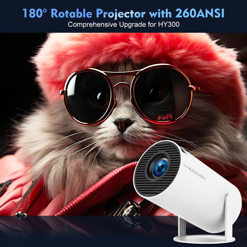 Magcubic Portable 4K Projector - Android 11, Wifi6, 260ANSI, 1280x720P, Bluetooth 5.0, Perfect for Home Cinema & Outdoor Fun