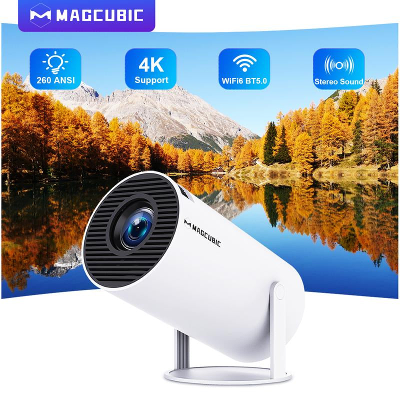 Magcubic Portable 4K Projector - Android 11, Wifi6, 260ANSI, 1280x720P, Bluetooth 5.0, Perfect for Home Cinema & Outdoor Fun