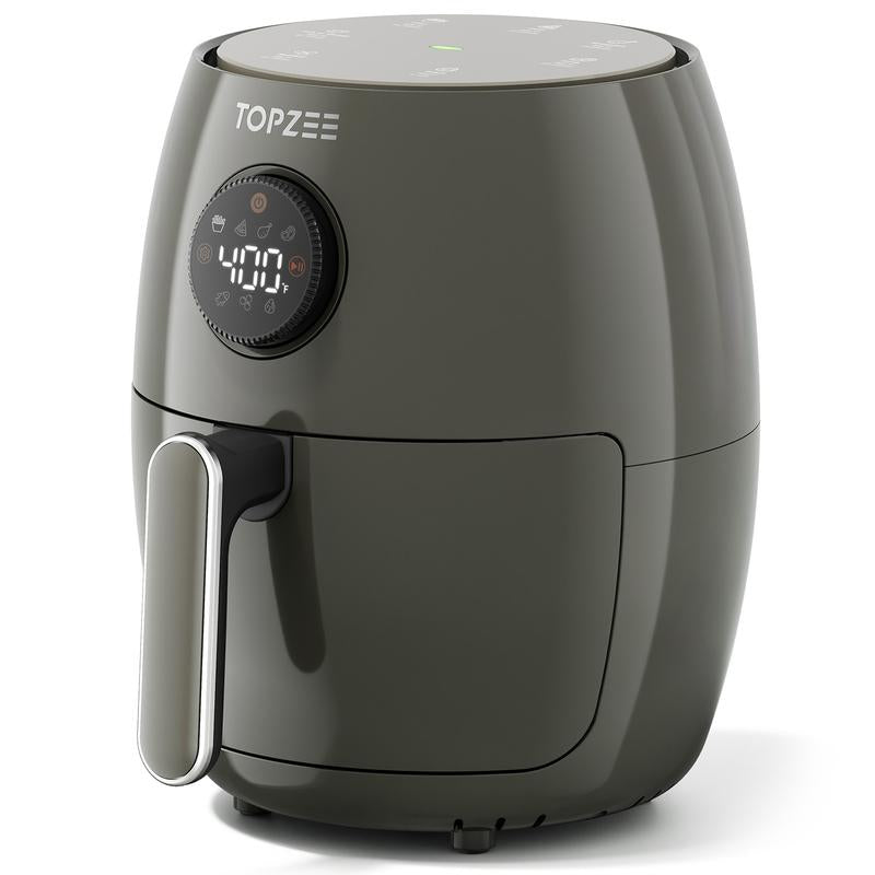 Compact 2-Qt Air Fryer with LED Display - Fast Turbo Modes, Precise Temperature Control, 98% Less Oil, Versatile Cooking Options in Stylish Black and Pink