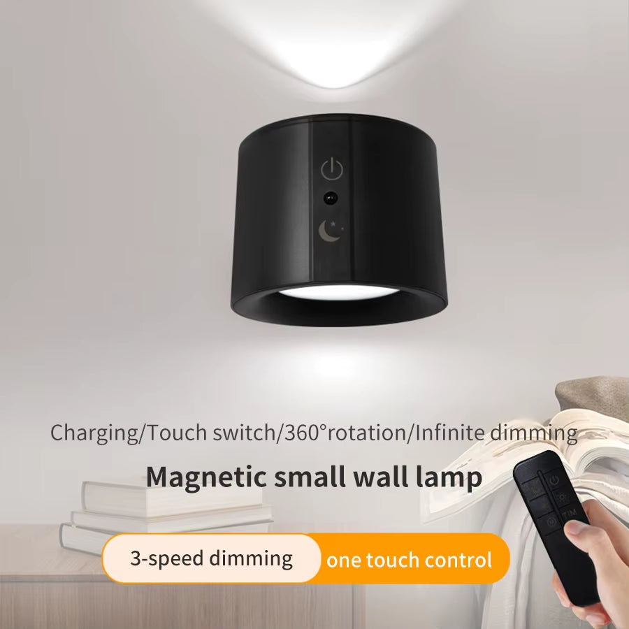 Touch Control LED Wall Sconces - 360° Rotatable Double Head Wall Lamp with 3 Color Options - Wireless Night Lights for Bedroom