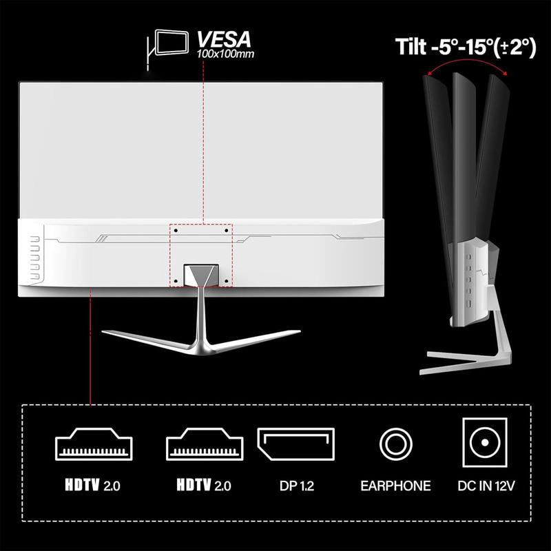 Turbocharge Your Gaming: 24.5" 200Hz FHD Gaming Monitor - Frameless, 100% sRGB, VA Panel, Eye Care, and Wall Mount Ready!