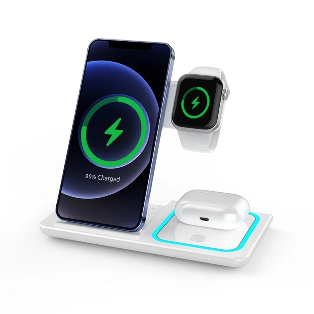 VIKEFON 3-in-1 Wireless Charger Dock Station for iPhone 15/14/13/12 Pro Max, Apple Watch & AirPods - Fast Induction Charging!