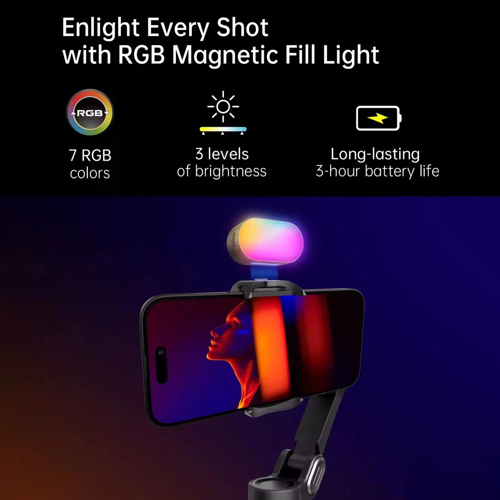 Smart XE Kit 3-Axis Gimbal Stabilizer with Magnetic Fill Light for Smooth Smartphone Video Recording