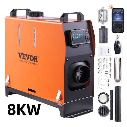 VEVOR 8KW Diesel Air Heater - 12V Bluetooth App-Controlled Indoor & Outdoor Furnace for Car & RV Heating