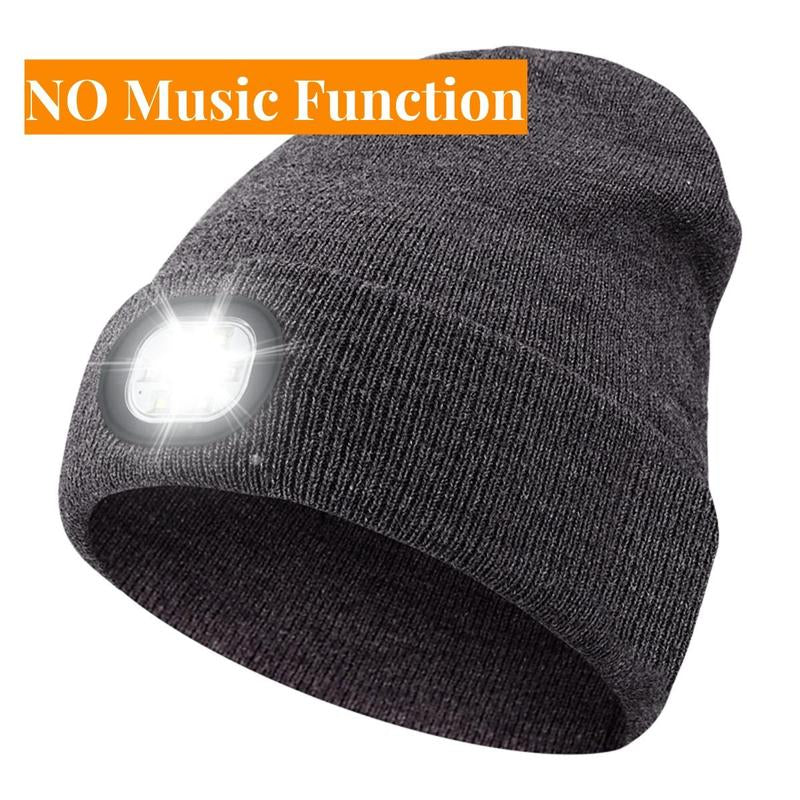 Bluetooth Beanie with LED Flashlight & Cordless Headphones - Perfect Christmas & Birthday Gift for Men, Teens, and Sports Enthusiasts!