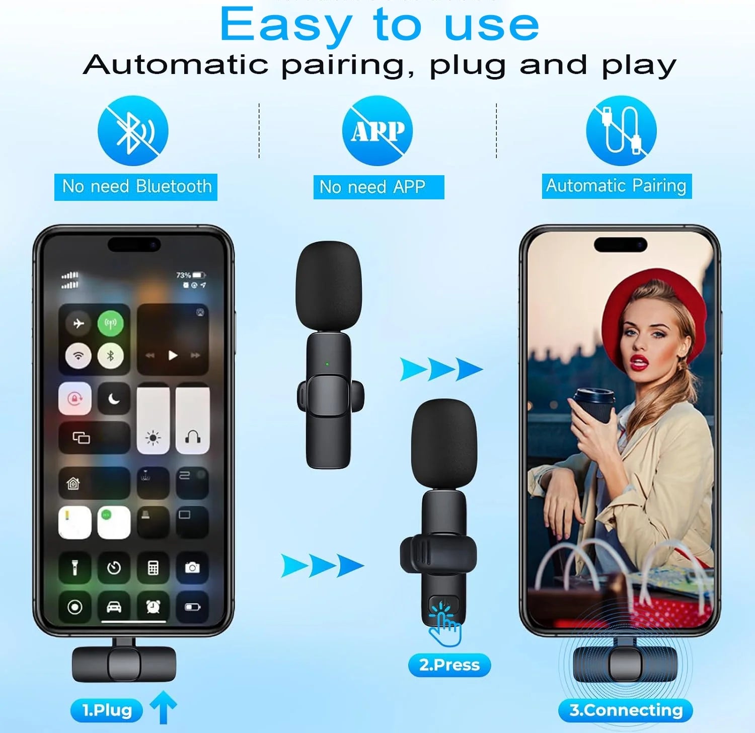 Ultimate Wireless Lavalier Microphone for iPhone, Android, iPad & Laptops - Perfect for Video Recording, YouTube, Vlogs, TikTok & Interviews!