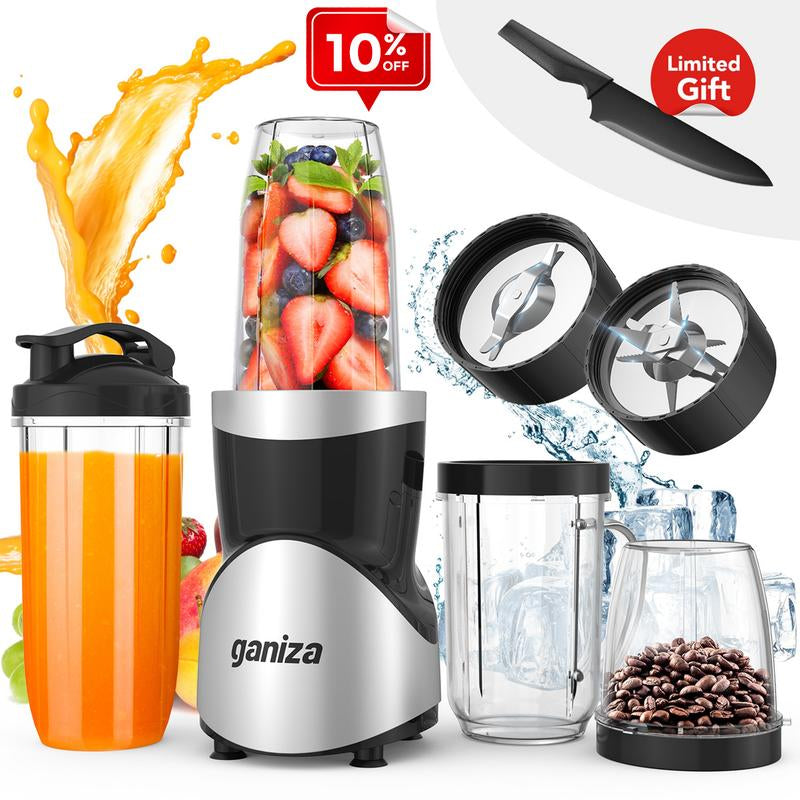 Ganiza Smoothie Blender for Shakes, Smoothies, Grinder, with 4 Bpa-Free Portable Blender Cup, Nutritious Recipe, MAX 900W