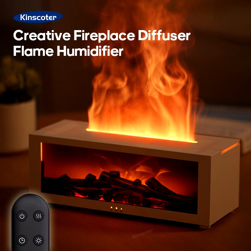 Innovative Waterless Fireplace Humidifier & Aroma Diffuser with LED Light and Remote Control - Perfect Home Gift!